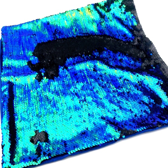 Throw Pillow Case cover Sequin Zipper Closure 15x15 Home Mermaid Decorative - Picture 4 of 6